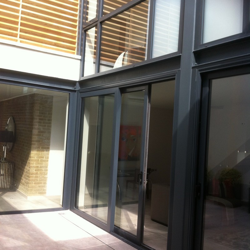 Anthracite aluminium sliding patio doors fitted in Archway
